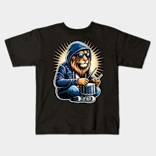 Lion Playing Drums Kids T-Shirt